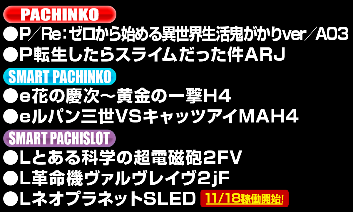 新台入替ラインナップ！