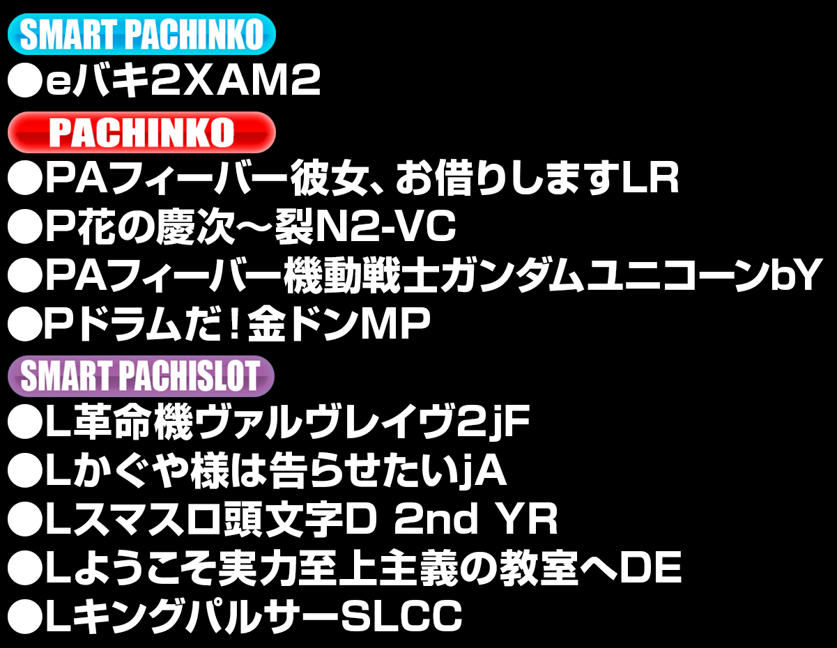 新台入替ラインナップ！