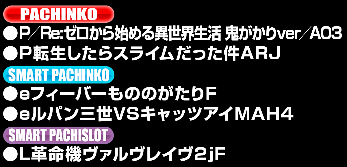 新台入替ラインナップ！