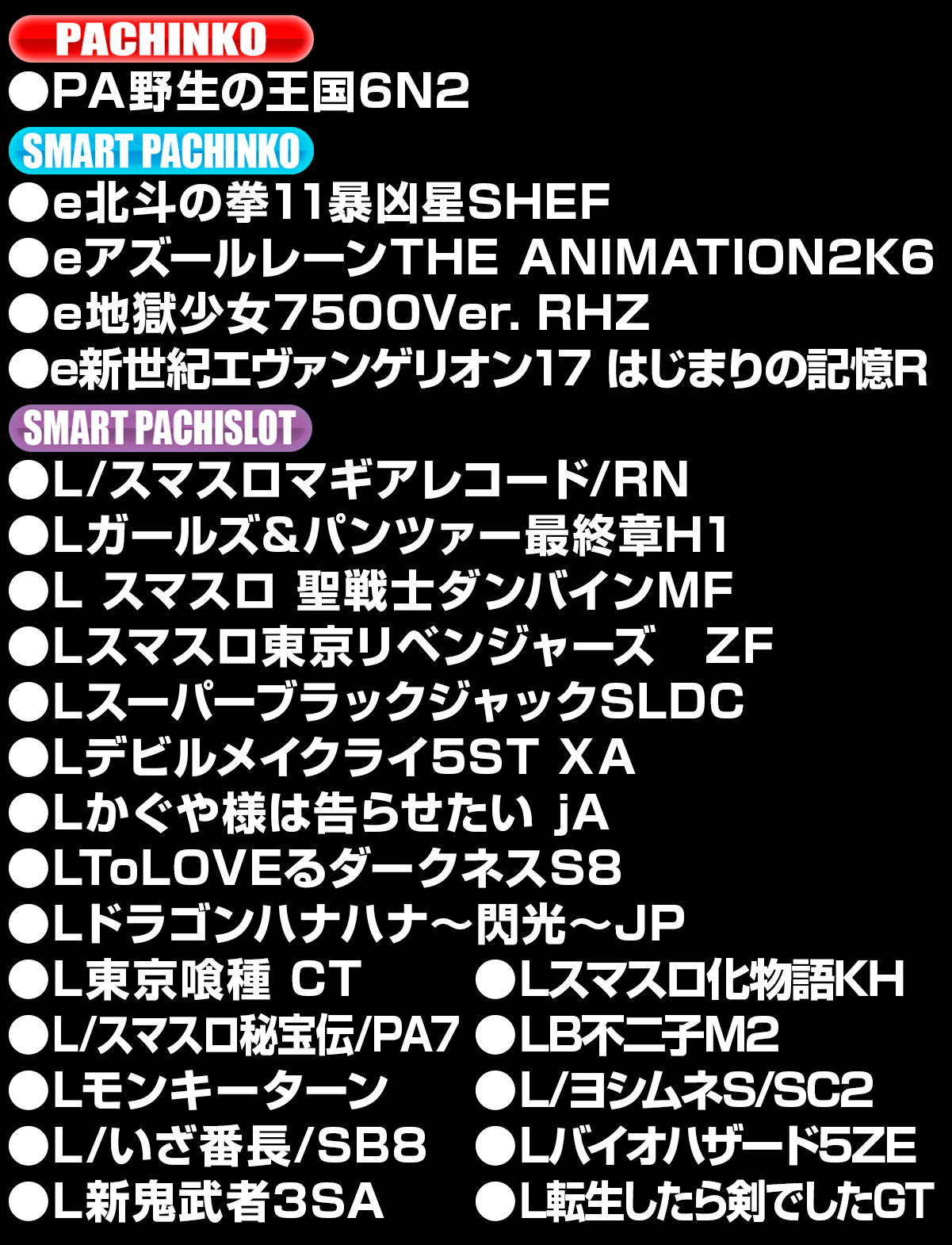 新台入替ラインナップ！