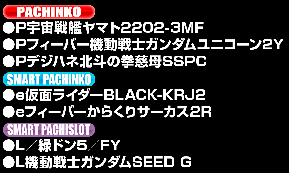 新台入替ラインナップ！